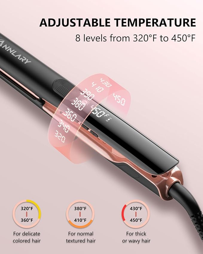 Hair Straightener, 1 Inch Flat Iron Hair Straightener and Curler 2 in 1, Professional Ceramic Ionic Dual Voltage Flat Iron with Anti-Iron Silicone for Less Frizz, Shinier & Smoother Hair